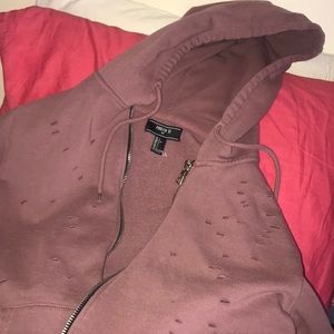 Distressed zip up hoodie